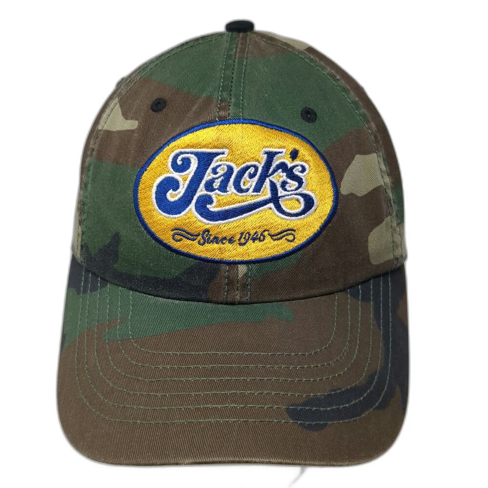 Jack's Camo Baseball Cap Green One Size Bishop California Logo Embroidered Hat